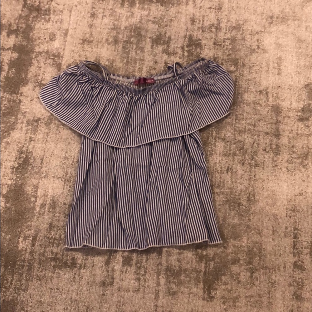 Blue and white striped blouse